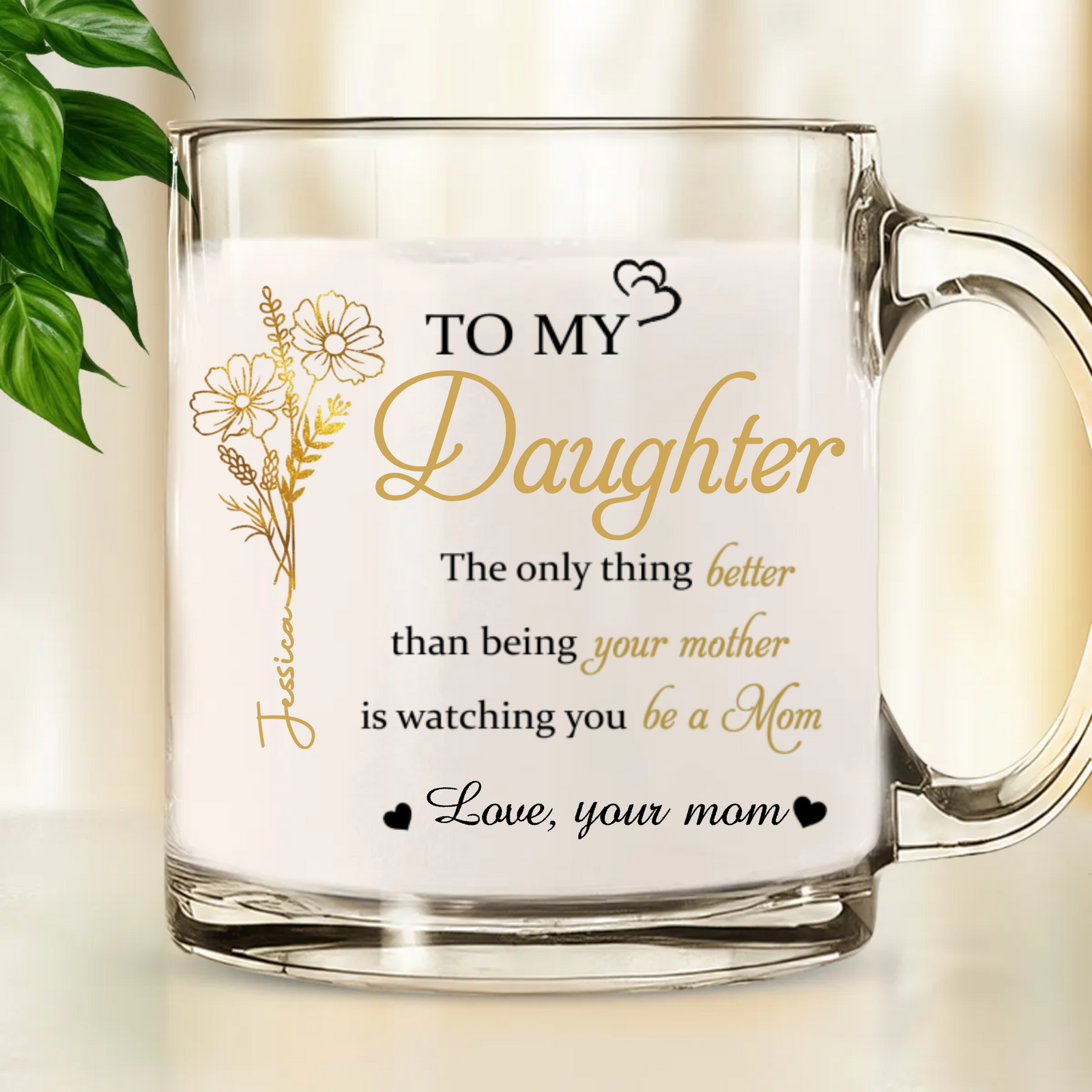 To My Daughter Watching You Being A Mom - Personalized Glass Mug - Gift For Daughter On Mother's Day