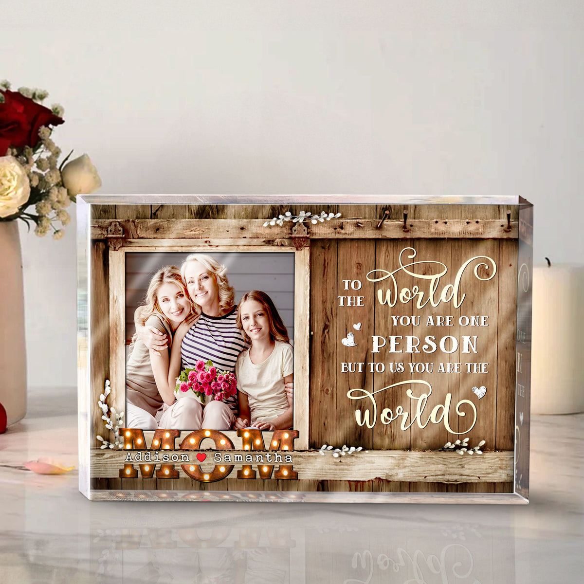 A Mother's Love Is The Heart Of A Family - Personalized Acrylic Plaque - Gift For Mom, Mother's Day, Birthday Gift