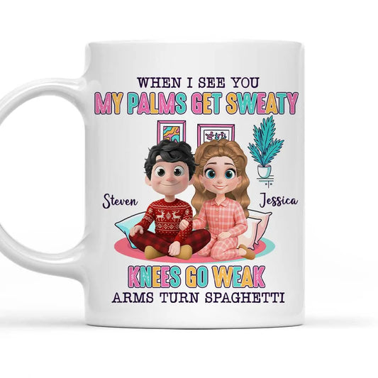 When I See You My Palms Get Sweaty - Personalized Mug - Anniversary Gift, Valentine's Day Gift For Couple