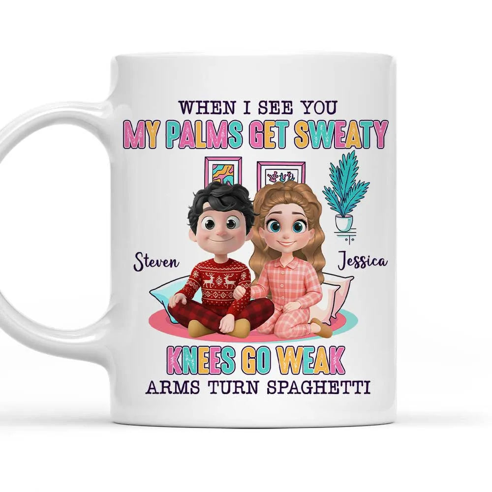 When I See You My Palms Get Sweaty - Personalized Mug - Anniversary Gift, Valentine's Day Gift For Couple