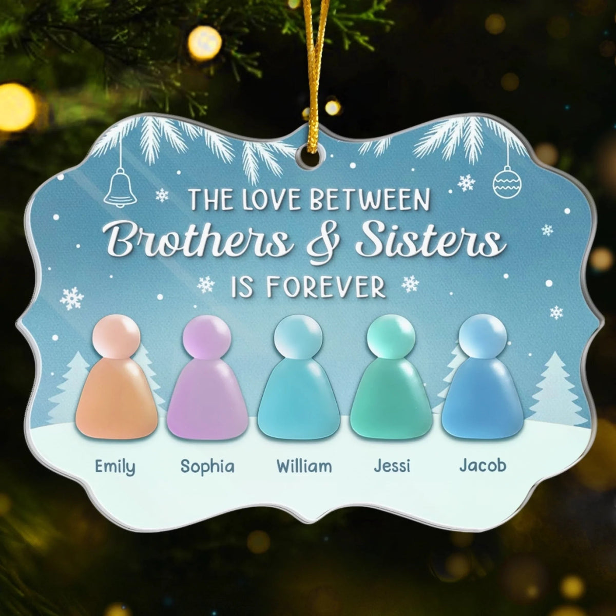 Custom Sea Glass Acrylic Ornament - Personalized Ornament - Christmas Birthday Gifts For Brother, Sister, Family