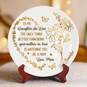 To My Daughter Watching You Being A Mom Golden Line Art - Personalized Ceramic Plate - Gift For Daughter, Birthday Gift, Mother's Day Gift