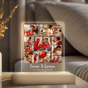 Personalized Photo Collage Night Light, Couple Photo LED Light, Acrylic Plaque Gift for Boyfriend, Anniversary for Couple, Valentine Gifts