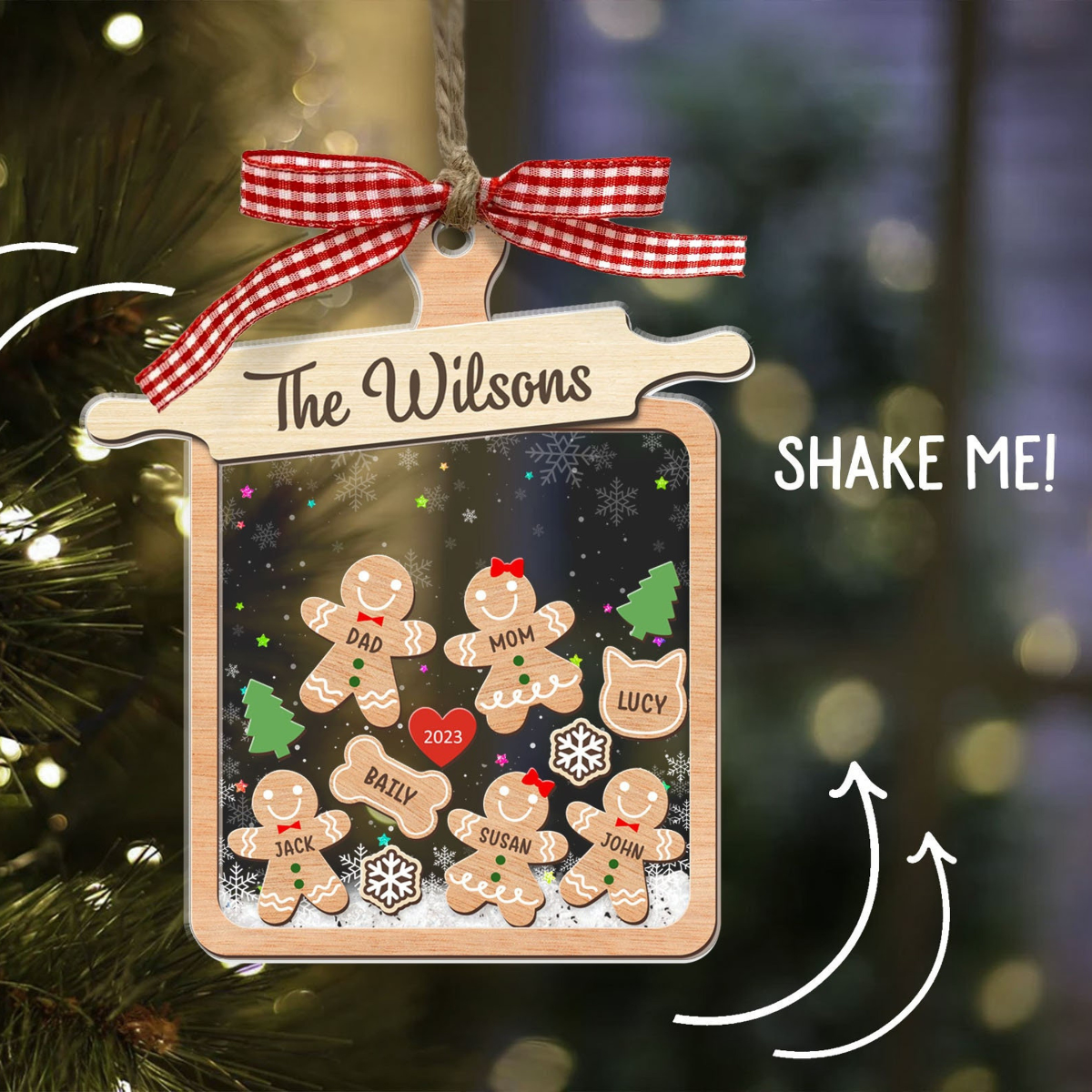 Christmas Gingerbread Family - Personalized 4D Shaker Ornament - Christmas Gift For Family