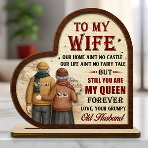 To My Wife You Are My Queen - Personalized Heart Shape Wooden Plaque - Valentine's Day Gift For Couple