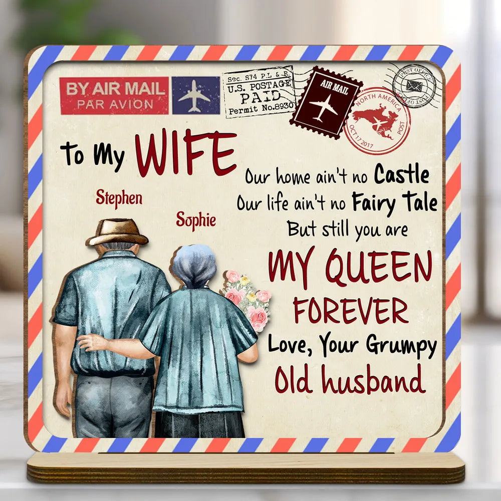Letter To My Queen - Personalized Wooden Plaque - Anniversary Gift For Couple, Valentine's Day Gift