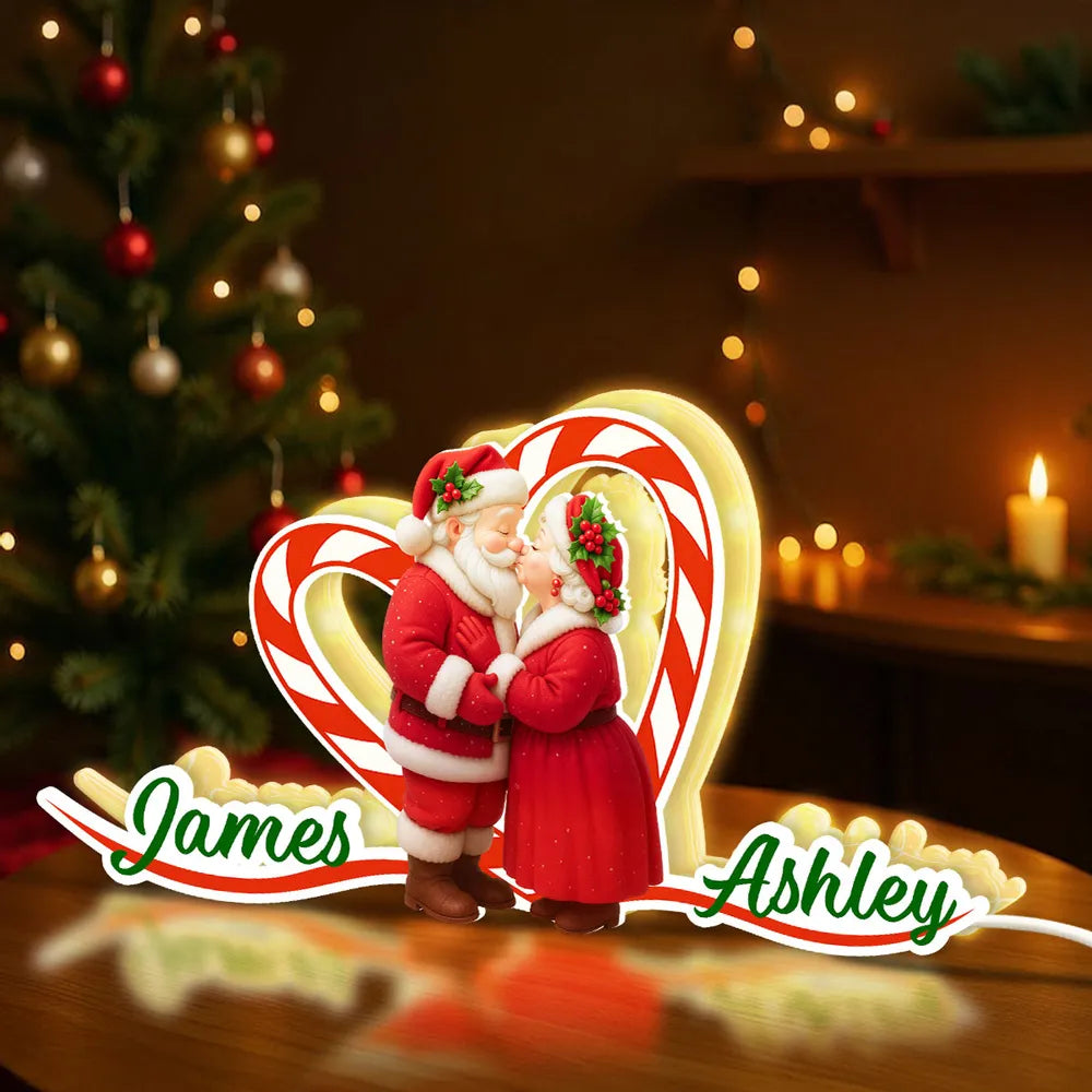 Santa Couple Growing Old Together - Personalized Light Box - Christmas Gift For Couples