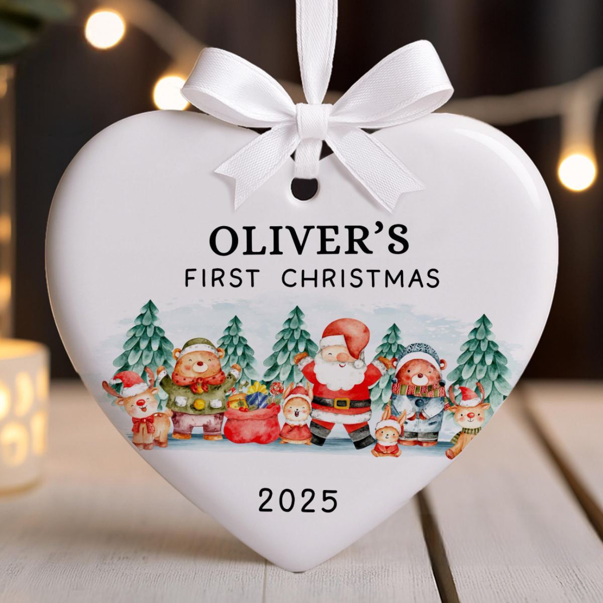 Baby's First Christmas Ornament 2025 Personalized Ceramic Ornament Baby Gift for Newborn, Infant Holiday Keepsake