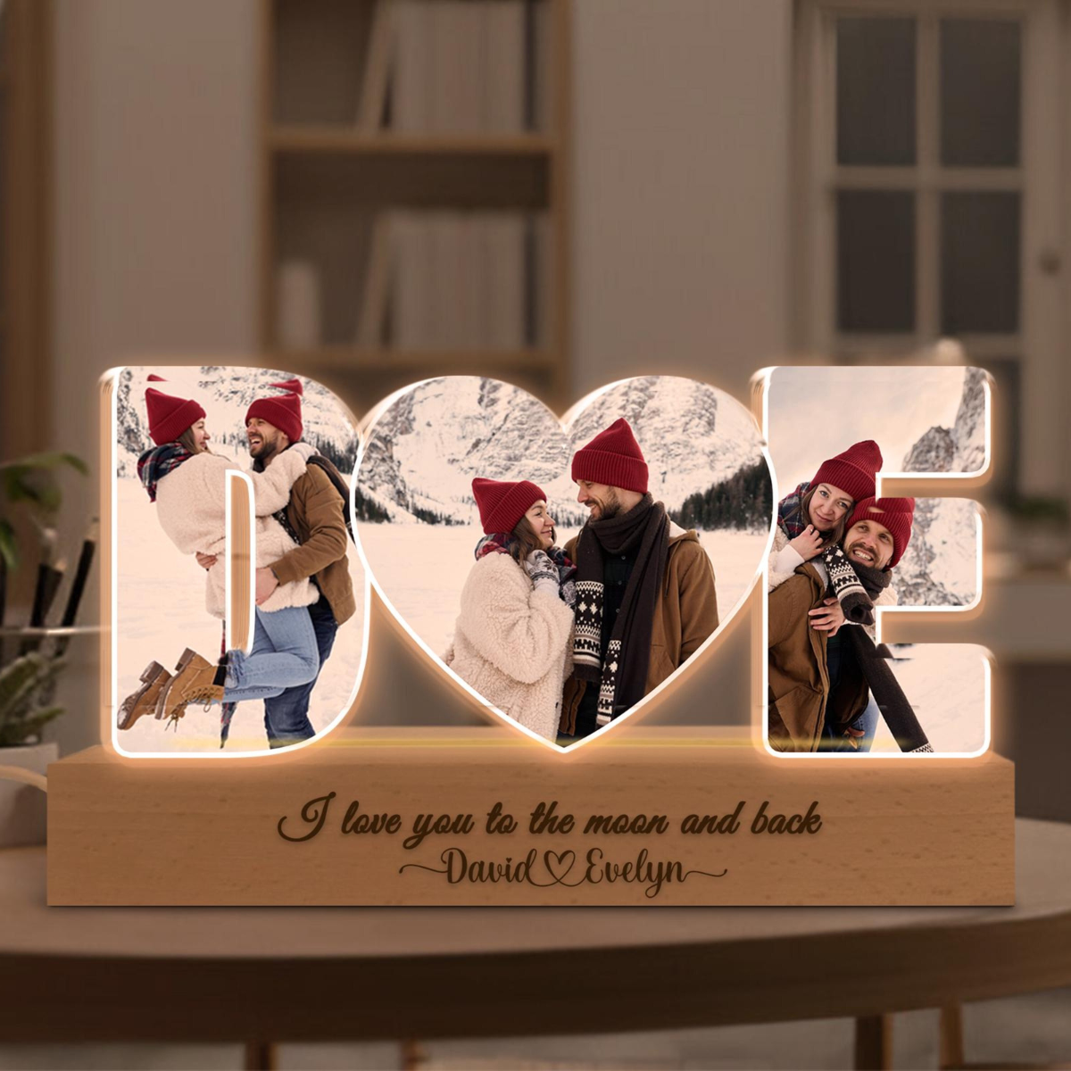 Personalized Couple Photos Collage Night Light, Valentines Day Gift for Boyfriend Girlfriend, Wedding Photo Gift, Couple Anniversary Gift
