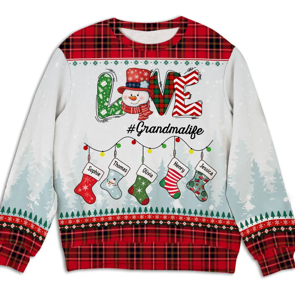 Grandma Life - Personalized Ugly Sweatshirt - Christmas Gift For Mom Grandma