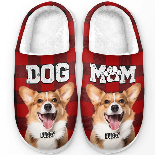 Custom Photo Fur Dad Fur Mom - Personalized Fleece Slippers - Christmas Gift For Pet Owners, Pet Lovers
