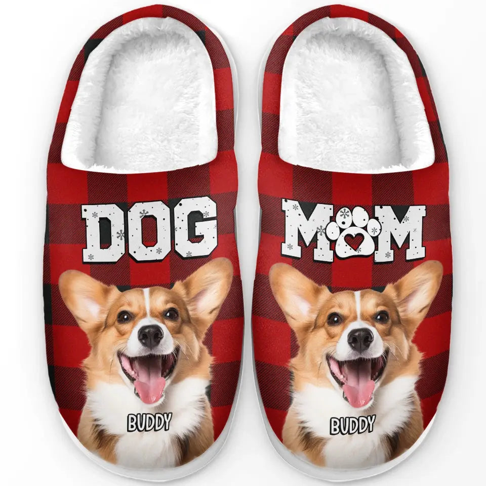 Custom Photo Fur Dad Fur Mom - Personalized Fleece Slippers - Christmas Gift For Pet Owners, Pet Lovers