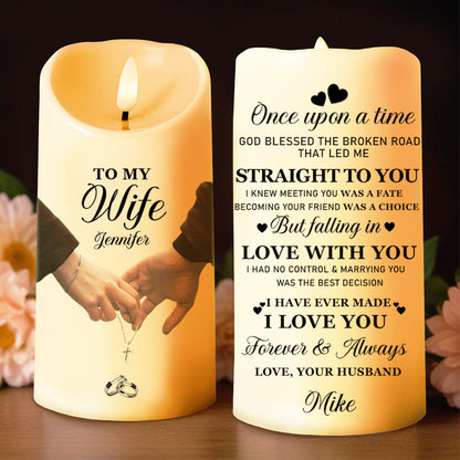 Once Upon A Time Love Quote - Personalized LED Candle - Anniversary Gift For Wife