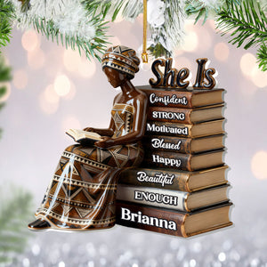 God Says She Is Black Girl - Personalized Acrylic Ornament - Christmas Gift