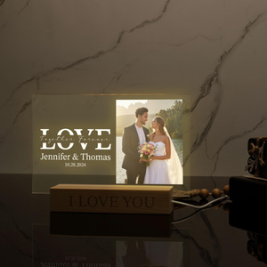 Love Together Forever, Custom Photo LED Light Wooden Base, Acrylic Picture Frame, Couple Photo Stand, Wedding Photo Sign, Wedding Gifts, Couple Picture Gifts
