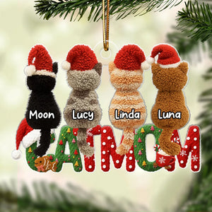 3D Effext Faux Crochet Cat Mom - Personalized Acrylic Ornament - Christmas Gift for Cat Lovers
