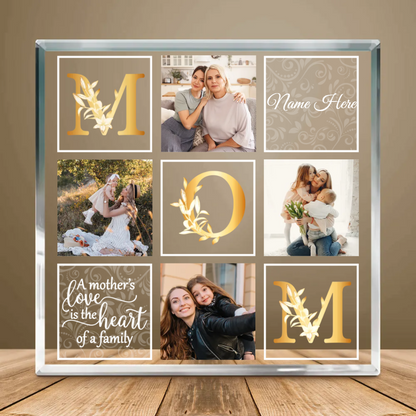 A Mother's Love Is The Heart Of A Family - Personalized Acrylic Plaque - Gift For Mom, Mother's Day, Birthday Gift