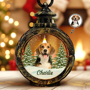 Custom Photo Pet Face Dog Cat Memorial - Personalized Lantern LED Flameless Candle - Memorial Dog Cat, Christmas Gift For Pet Owner