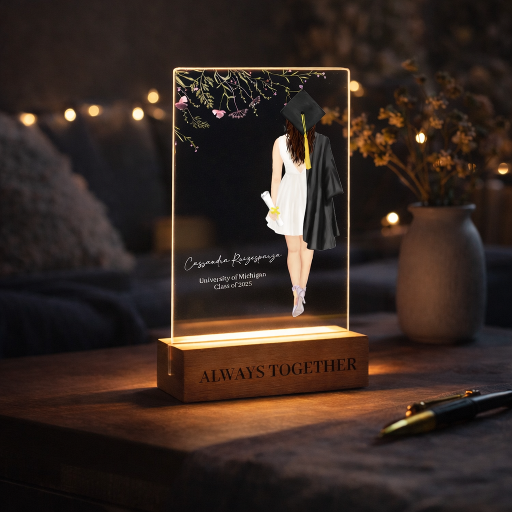 Personalized Graduation Gifts for Her, Acrylic LED Light, Grad Gift for Daughter, Class of 2026 Gift, Graduate Name Stand
