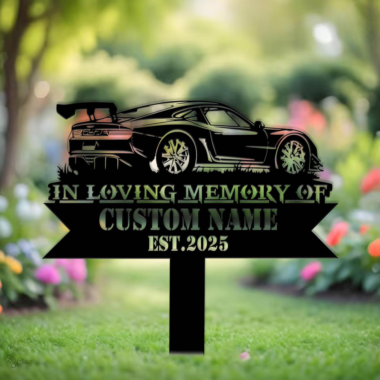 Personalized Car Memorial Stake, Custom Classic Car Metal Sign, Sympathy Sign,Grave Marker, Remembrance Stake,Dad Loss Gift,Remembrance Gift