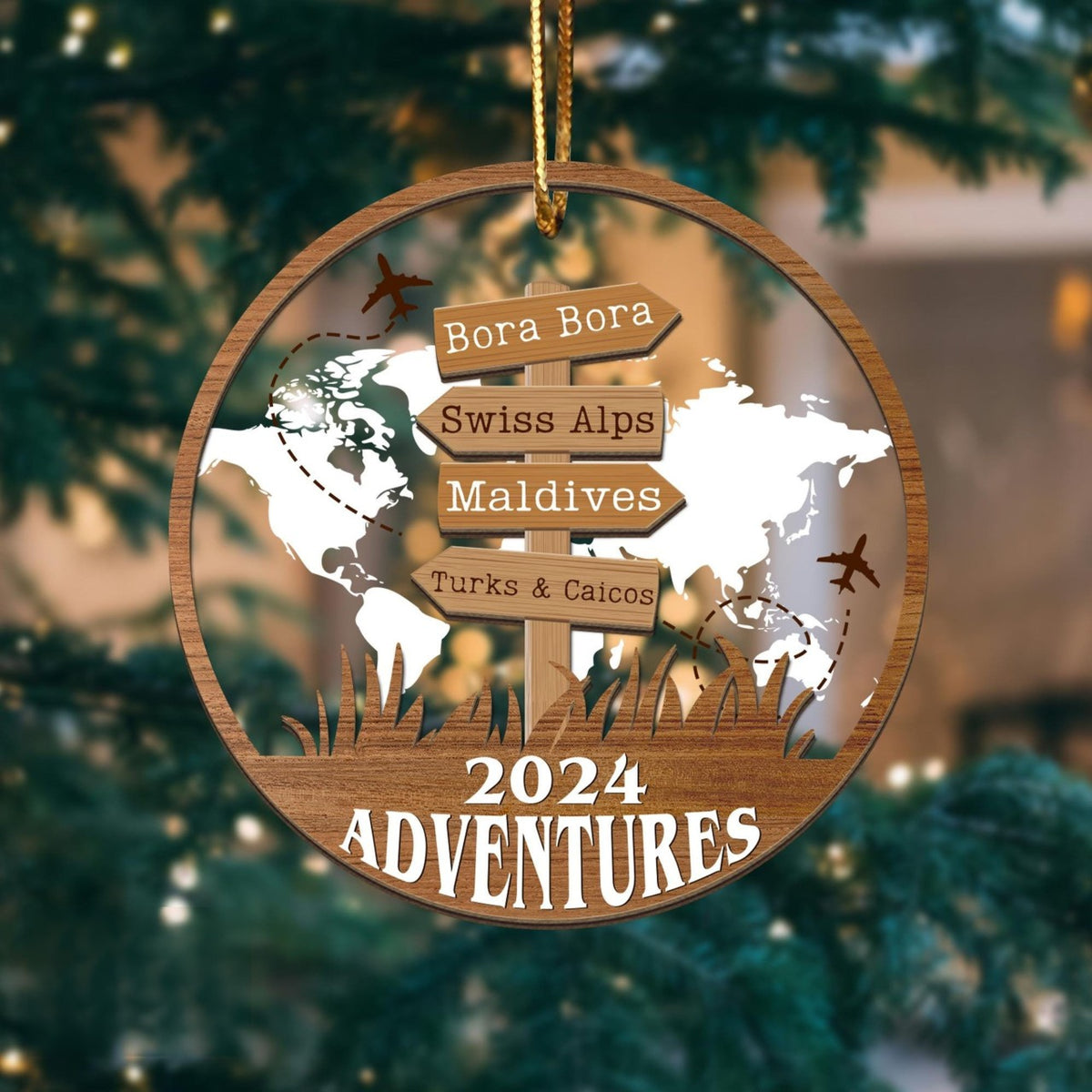 Personalized Travel Adventure Ornament, Custom Traveling Destination Ornament, Travel Gift, Christmas Gift, Gift for Travelers