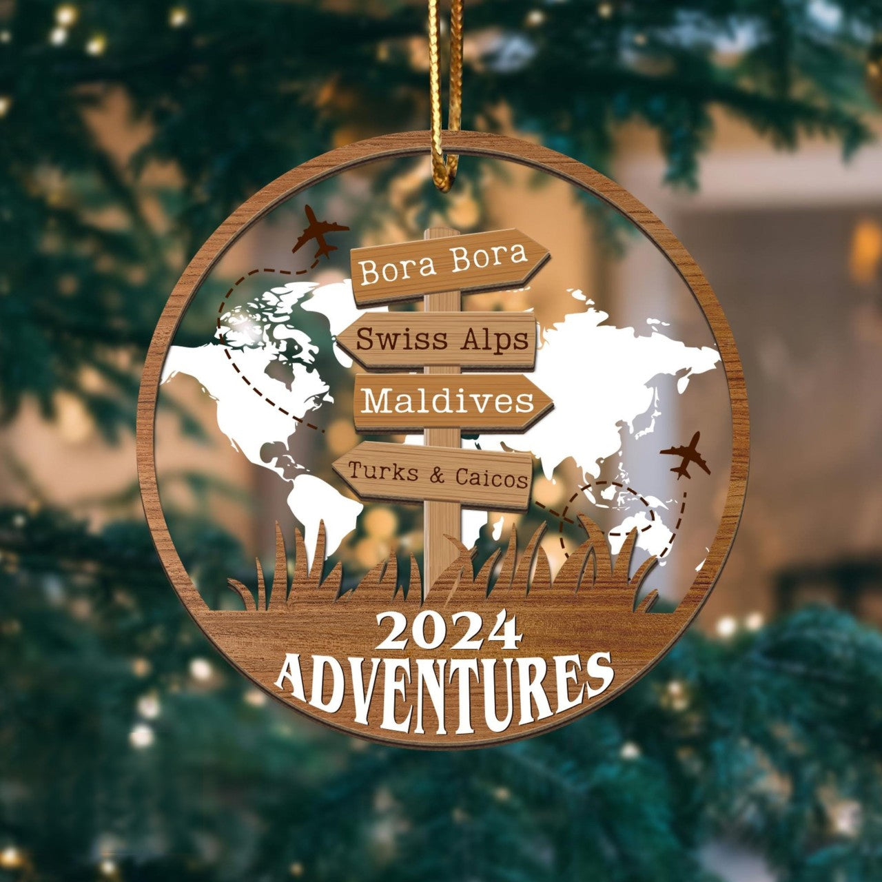 Personalized Travel Adventure Ornament, Custom Traveling Destination Ornament, Travel Gift, Christmas Gift, Gift for Travelers