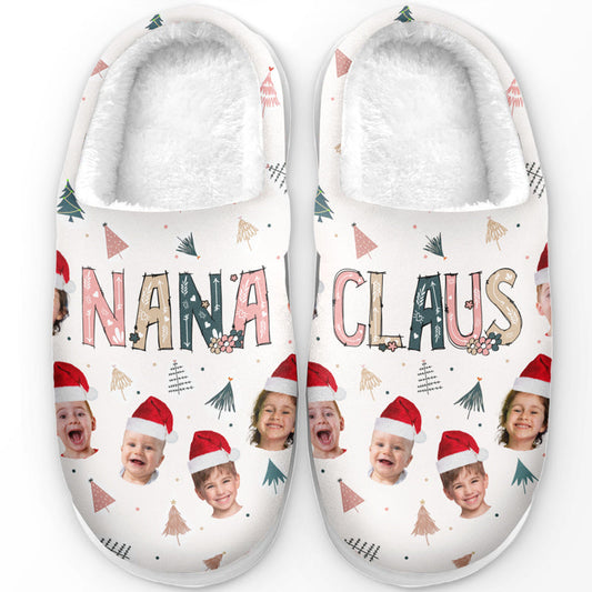 Custom Photo The Coolest Nana Claus Ever - Personalized Fleece Slipper - Christmas Gift For Grandma