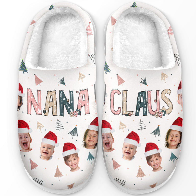 Custom Photo The Coolest Nana Claus Ever - Personalized Fleece Slipper - Christmas Gift For Grandma