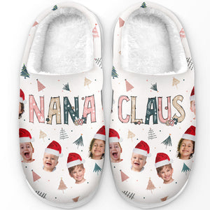 Custom Photo The Coolest Nana Claus Ever - Personalized Fleece Slipper - Christmas Gift For Grandma