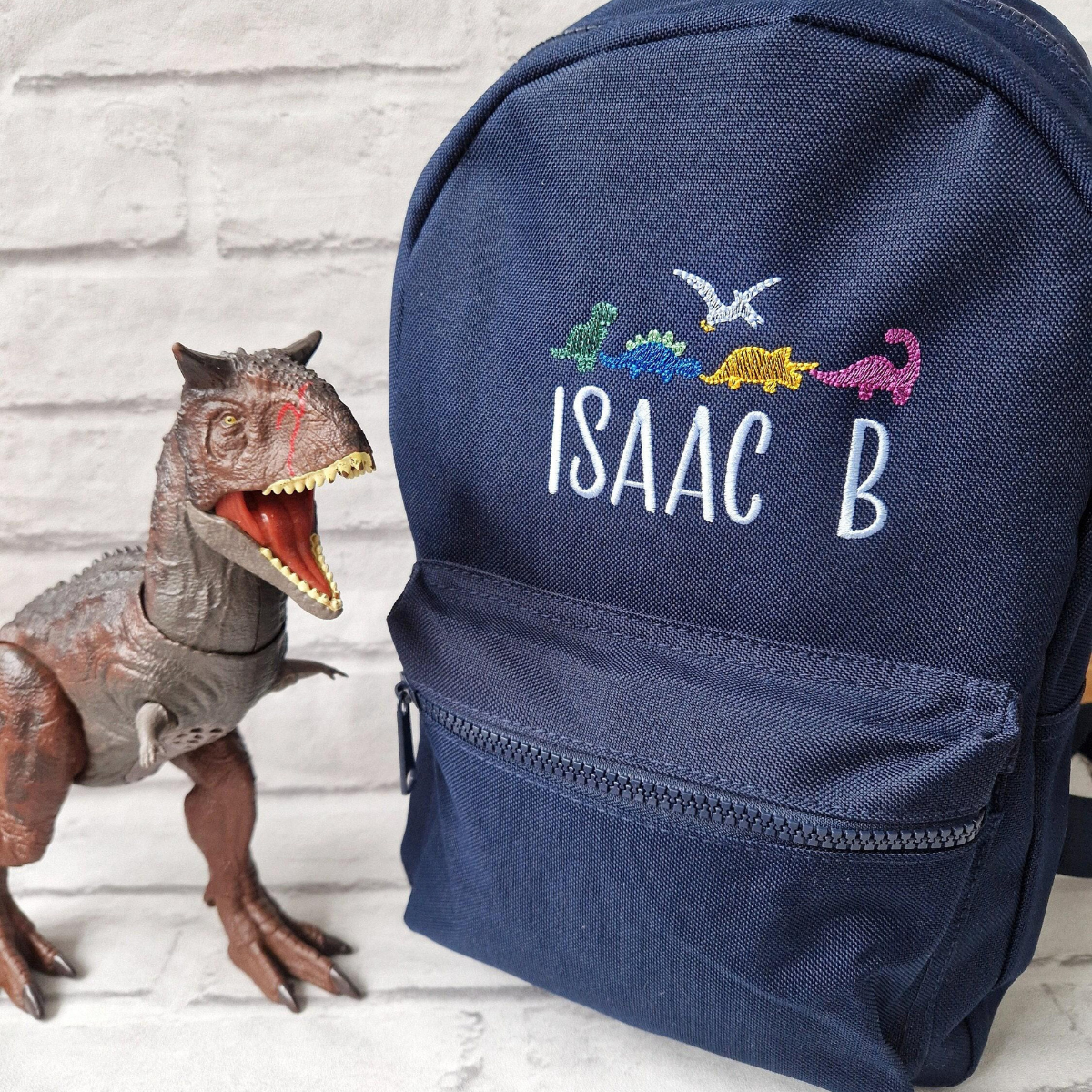 Dinosaur Pattern Personalised Kids Backpack, Embroidered with Name, Nursery Bag, Back to School Backpack