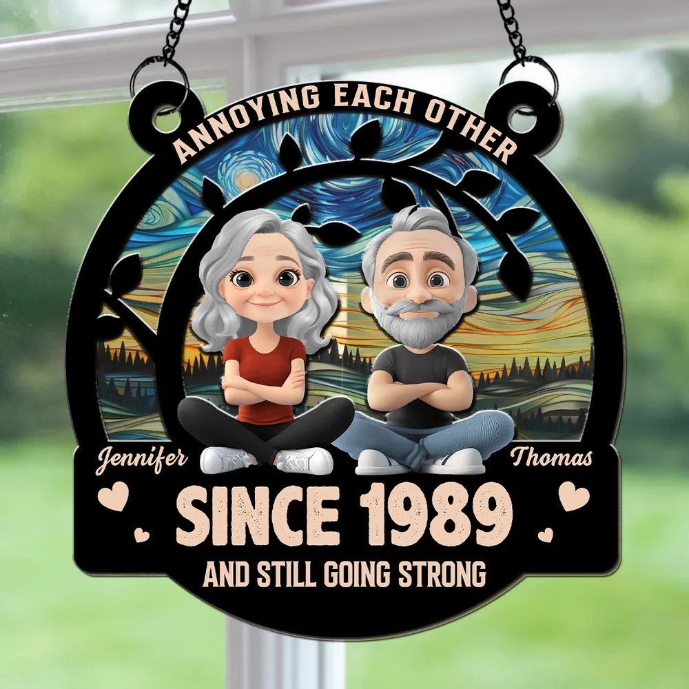 Annoying Each Other And Still Going Strong Doll Couple - Personalized Suncatcher Ornament - Gift For Couple, Anniversary Gift