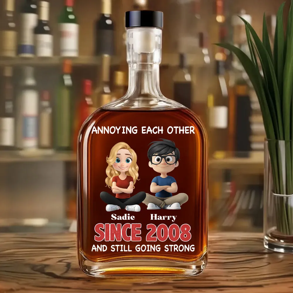 Annoying Each Other And Still Going Strong Doll Couple - Personalized Whiskey Bottle - Gift For Couple