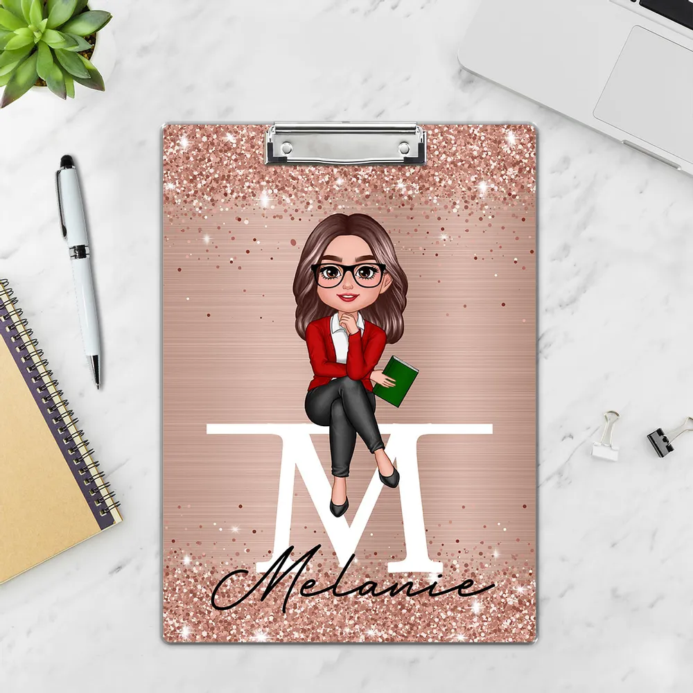 Teacher Sitting - Personalized Clipboard - Appreciation Gift, Back To School Gift