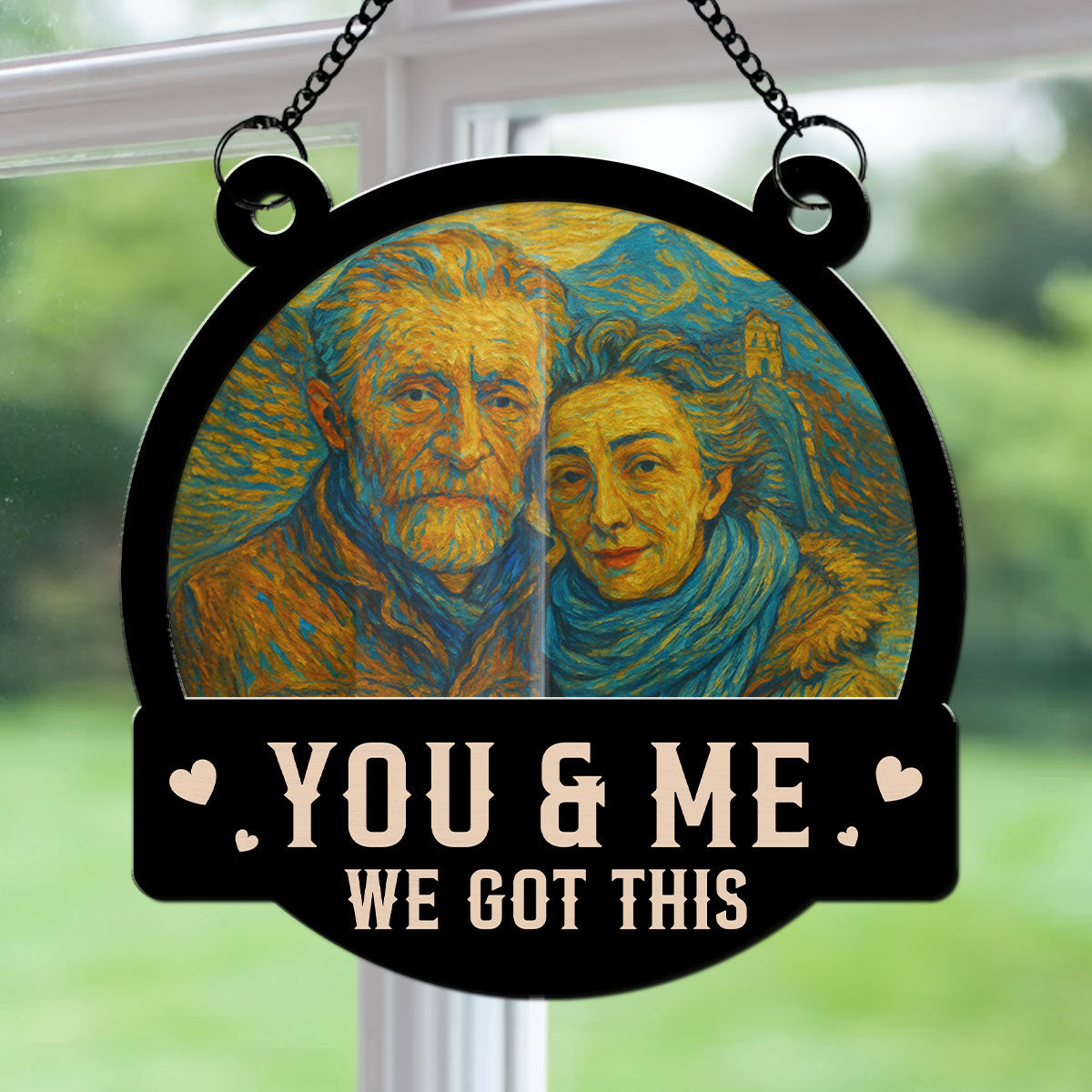 You & Me We Got This Modern Art Style Custom Photo - Personalized Suncatcher Ornament - Gift For Couple