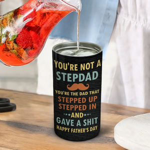 The Dad That Stepped Up - Personalized Can Cooler Tumbler - Gift For Dad Grandpa, Father's Day Gift Idea