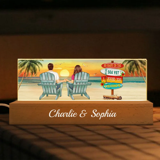 Beach Couple So Many Years I Found You & You Found Me - Personalized 3D LED Light Couple Wooden Base - Gift For Couple