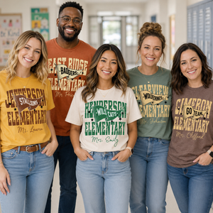Comfort Colors Custom School Name Shirts, School Mascot Pennant Flag, Back To School Shirt