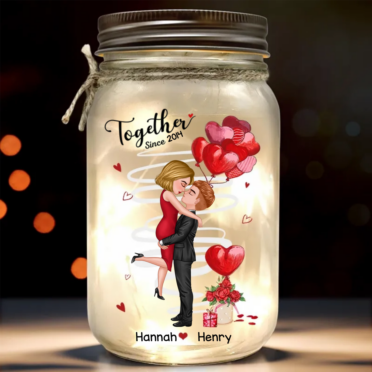 You Are The Light Of My Life - Personalized Mason Jar Light - Gift For Couple, Anniversary Gift, Valentine's Day Gift