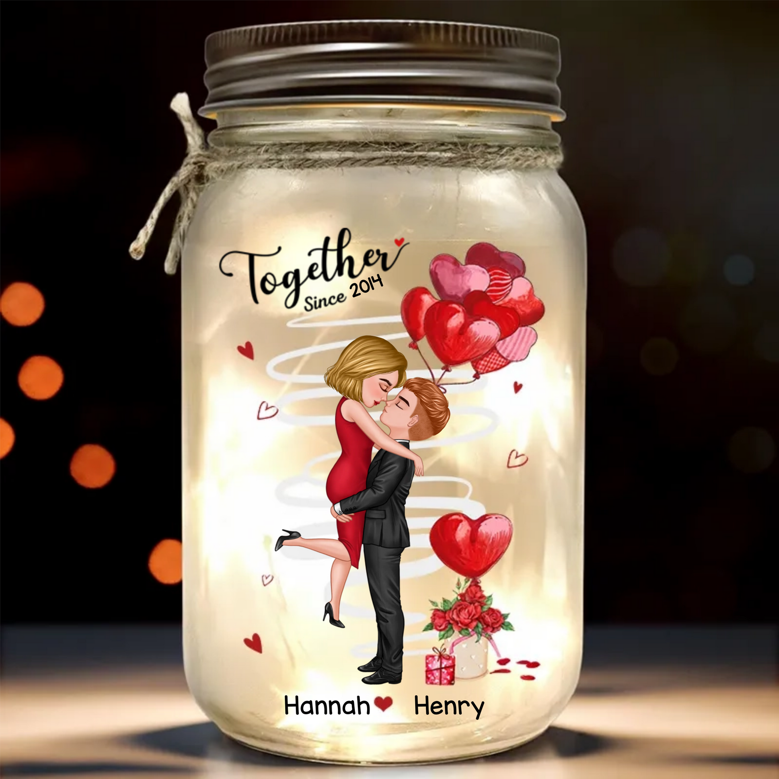 You Are The Light Of My Life - Personalized Mason Jar Light - Gift For Couple, Anniversary Gift, Valentine's Day Gift