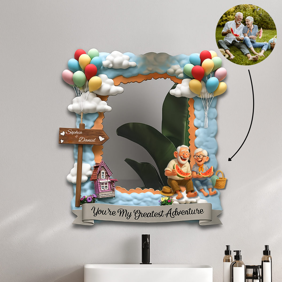 Old Couple Custom Photo - Personalized Shaped Mirror - Gift For Couple