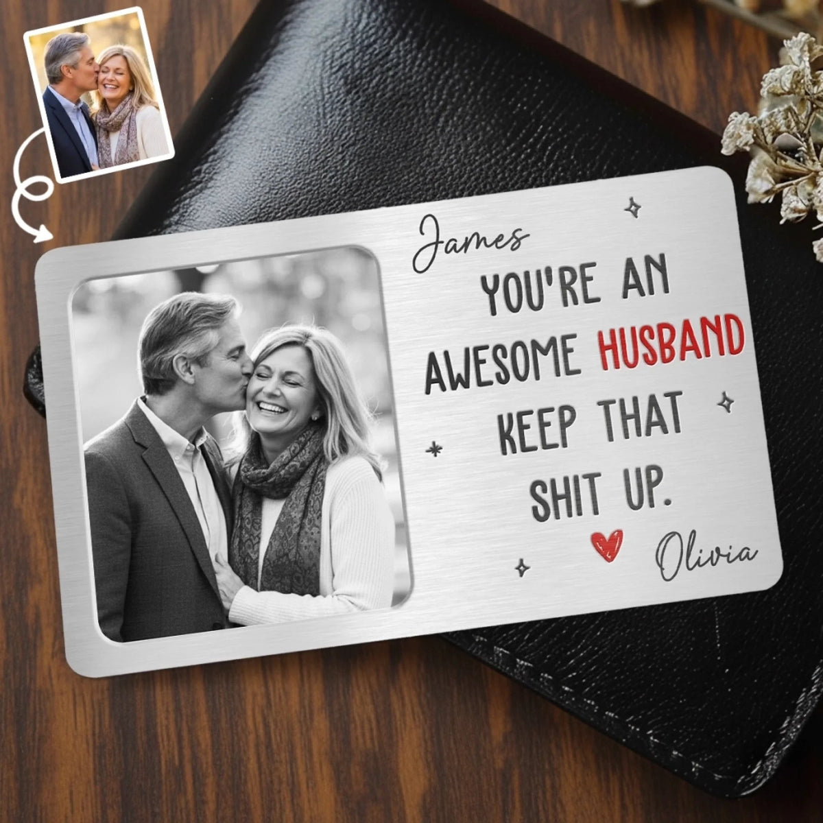 You're An Awesome Partner - Personalized Wallet Insert Card - Gift For Couple, Anniversary Gift, Valentine's Day Gift