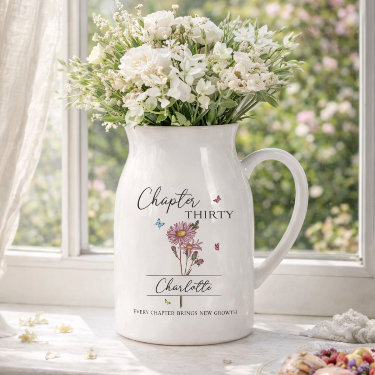 Birthday Gift for Her, Every Chapter Custom Name Ceramic Flower Vase, Birth Month Flower Vase, Personalized Birthday Gift for Daughter