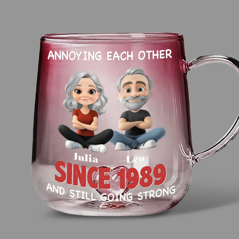 Annoying Each Other For Years - Personalized Gradient Glass Mug - Gift For Couple, Gift For Him, Gift For Her