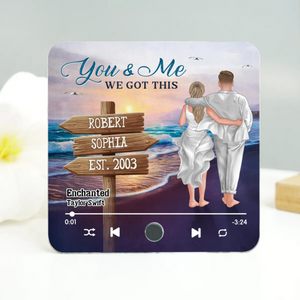 Couple Walking At Beach - Personalized Music Fridge Magnet - Gift For Couple, Anniversary Gift For Husband Wife, Boyfriend Girlfriend