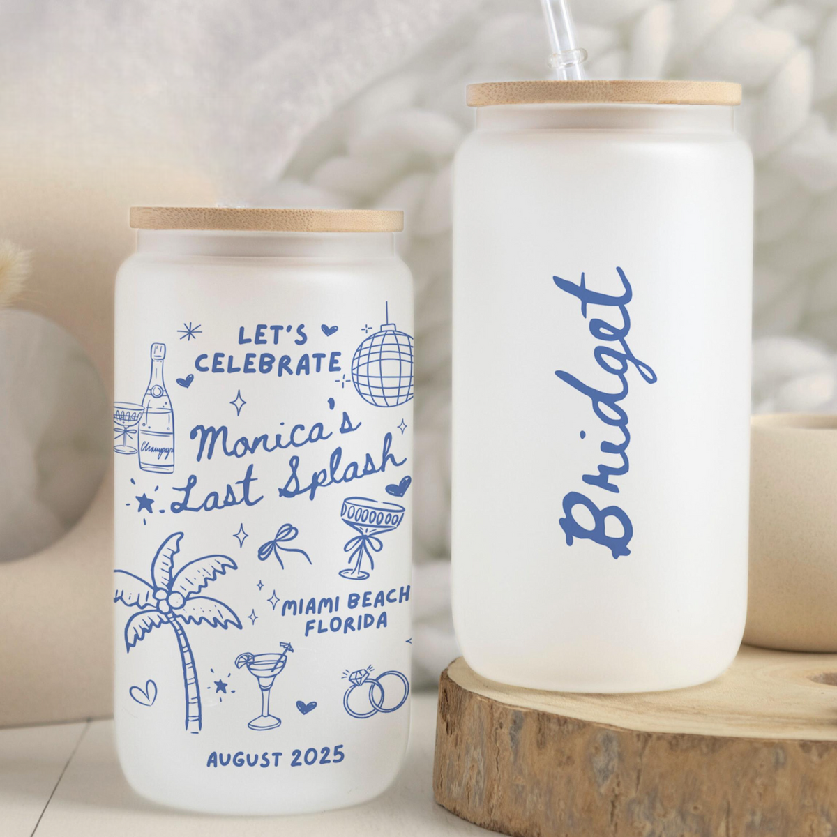 Coastal Bachelorette Gift Last Splash Bachelorette Glass Tumbler Custom Beach Party Favor Bachelorette Glass Cup Bachelorette Weekend Gift