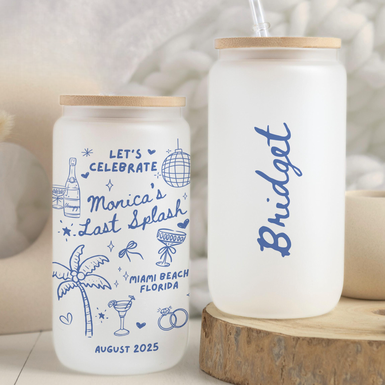 Coastal Bachelorette Gift Last Splash Bachelorette Glass Tumbler Custom Beach Party Favor Bachelorette Glass Cup Bachelorette Weekend Gift