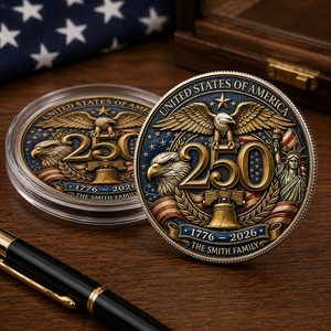 Patriotic 4th of July Family Keepsake Metal Coin Personalized American Heritage Challenge Coin Gift for Family Reunion, Independence Day & Memorial Celebration