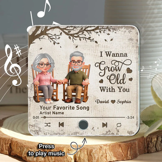 I Wanna Grow Old With You 3D Effect Couple - Personalized Music Fridge Magnet - Anniversary, Valentine's Day Gift For Couple