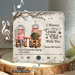 I Wanna Grow Old With You 3D Effect Couple - Personalized Music Fridge Magnet - Anniversary, Valentine's Day Gift For Couple
