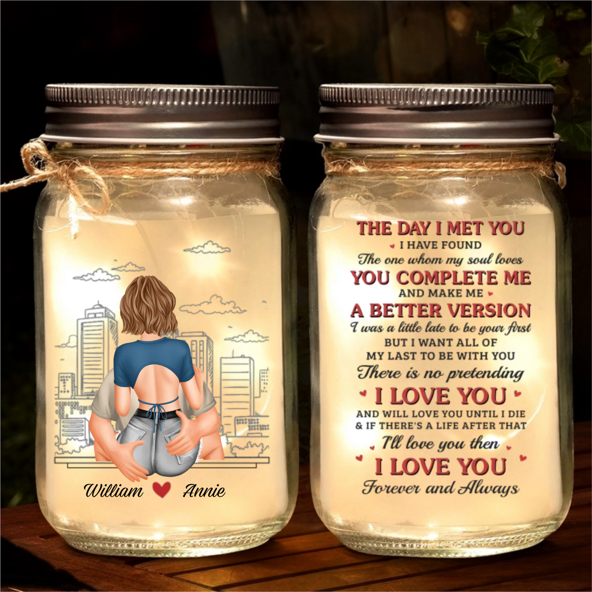 I Wish I Could Turn Back The Clock - Personalized Mason Jar Light - Gift For Couple, Anniversary Gift, Valentine's Day Gift